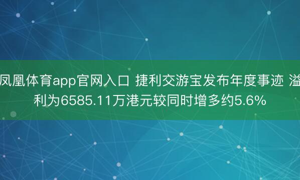 凤凰体育app官网入口 捷利交游宝发布年度事迹 溢利为6585.11万港元较同时增多约5.6%
