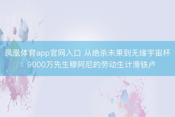 凤凰体育app官网入口 从绝杀未果到无缘宇宙杯:9000万先生穆阿尼的劳动生计滑铁卢