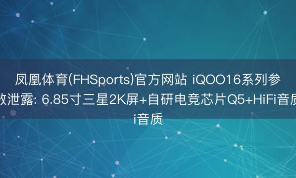 凤凰体育(FHSports)官方网站 iQOO16系列参数泄露: 6.85寸三星2K屏+自研电竞芯片Q5+HiFi音质