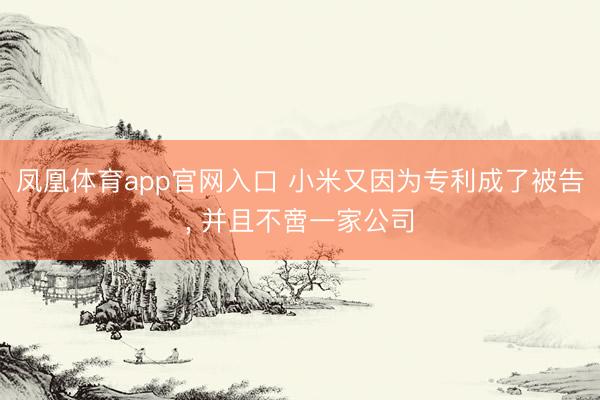 凤凰体育app官网入口 小米又因为专利成了被告， 并且不啻一家公司