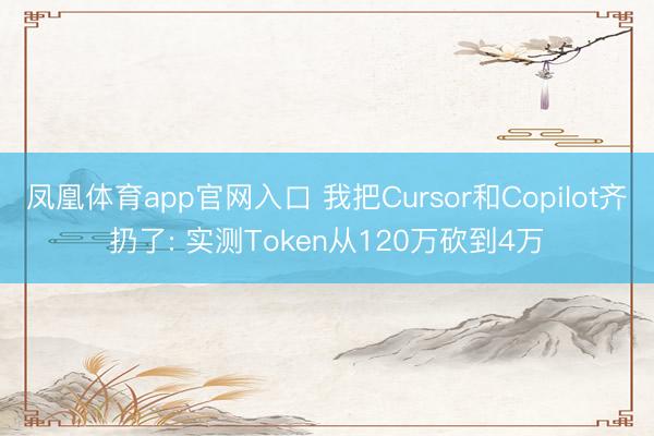 凤凰体育app官网入口 我把Cursor和Copilot齐扔了: 实测Token从120万砍到4万
