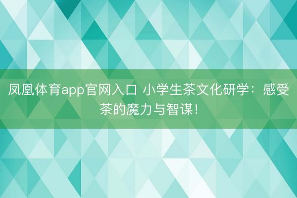 凤凰体育app官网入口 小学生茶文化研学：感受茶的魔力与智谋！