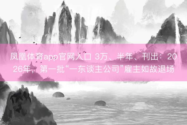 凤凰体育app官网入口 3万、半年、刊出：2026年，第一批“一东谈主公司”雇主如故退场