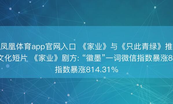 凤凰体育app官网入口 《家业》与《只此青绿》推出联动文化短片 《家业》剧方: “徽墨”一词微信指数暴涨814.31%