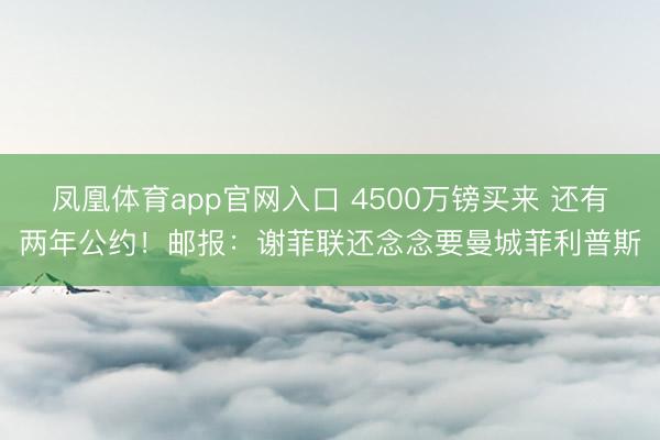 凤凰体育app官网入口 4500万镑买来 还有两年公约！邮报：谢菲联还念念要曼城菲利普斯