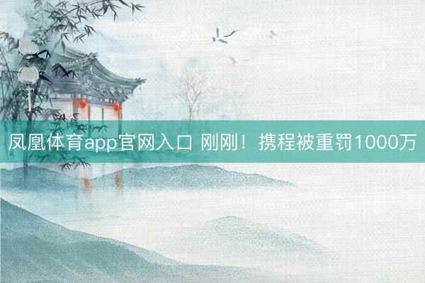 凤凰体育app官网入口 刚刚！携程被重罚1000万
