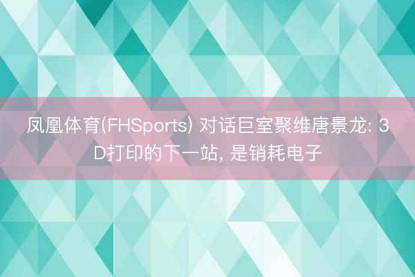 凤凰体育(FHSports) 对话巨室聚维唐景龙: 3D打印的下一站， 是销耗电子